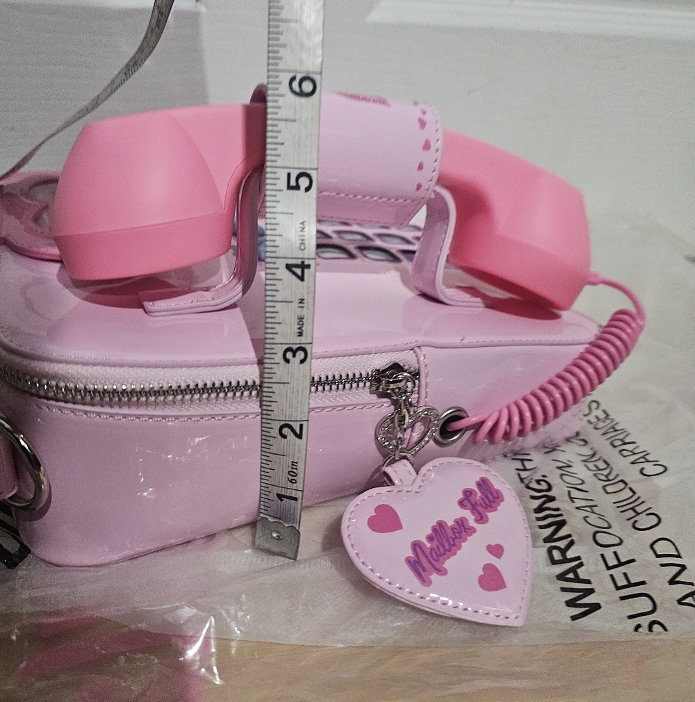 Unique Fun Dolls Kill Sugar Thrillz Pink Phone Love Line Crossbody Bag Purse - Picture 16 of 16
